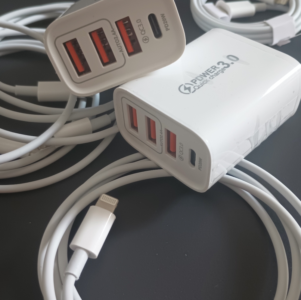 🔥New Super PD 20W Quick Charger Lightning to Type C 1 + 3 Set